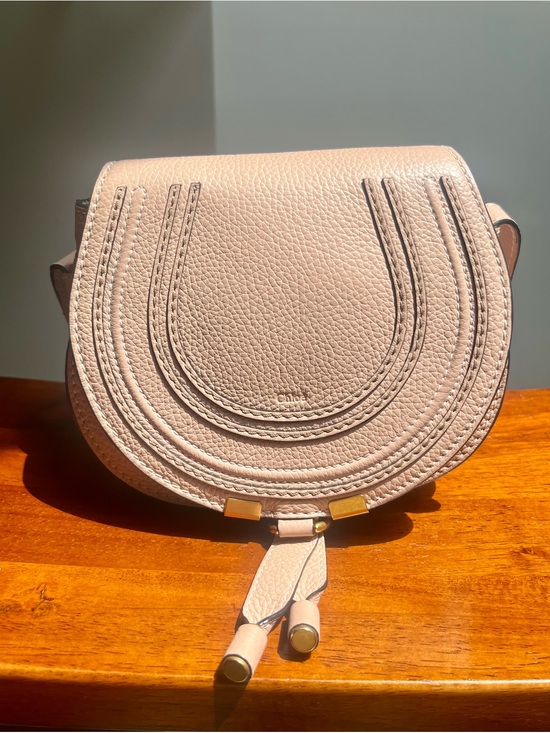 Chloe Handbags - Chloe Marcie Small Pebbled Leather Crossbody in Dusty Pink with dust bag